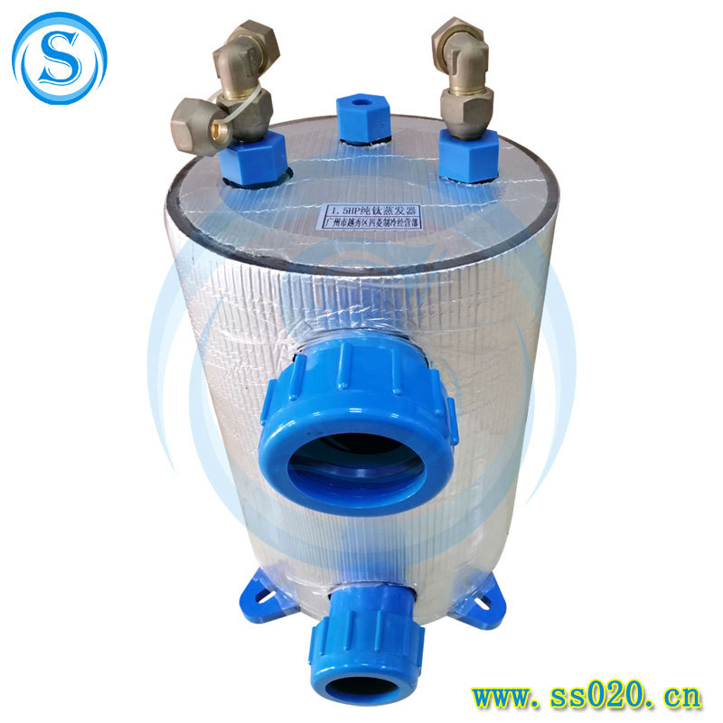 原装正品5P匹防腐蚀海水纯钛制冷蒸发器 鱼池机组专用钛换热器