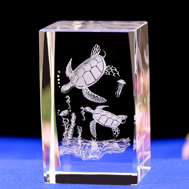 Pequeño puente 3D tallado interior adornos de cristal medusa delfín tortuga fénix dinosaurio y otros regalos conmemorativos del océano