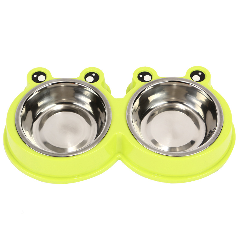 Fabricante en stock nuevo acero inoxidable PET doble tazón de plástico PET tazón de perro de dibujos animados tazón gato tazón alimentador al por mayor