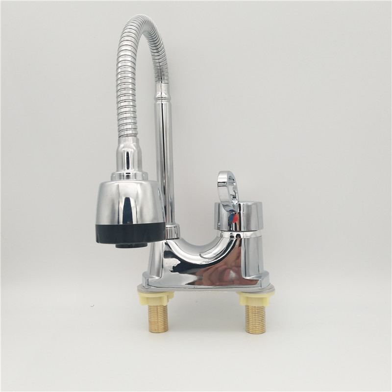 Sanitary ware manufacturer alloy bench Universal Tube hot and cold bathroom washbasin two-joint foot faucet bathroom basin faucet