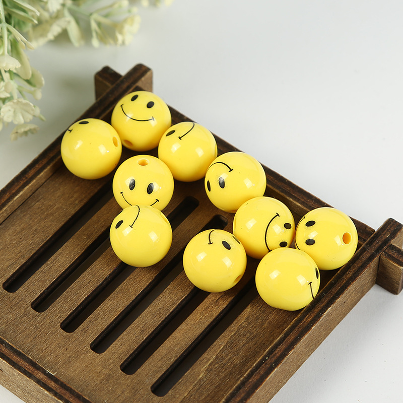 实色笑脸多规格圆珠 亚克力珠子 饰品配件 儿童DIY散珠厂家批发