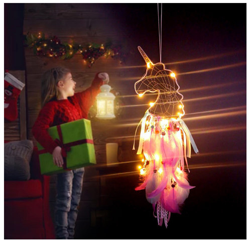 ins unicorn dream catcher creative wildebeest night light dream catcher hanging decoration girl room decoration unicorn