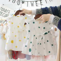 0-1-2-3 years old girls' summer outfit cute polka dot dress infant and toddler Korean style children's summer dress wholesale