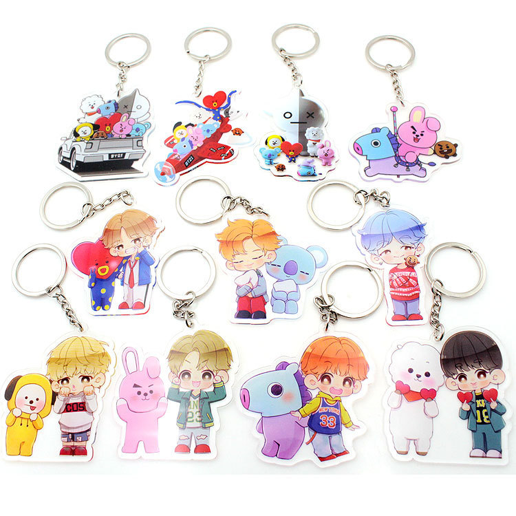 NO54 Export European and American Korean Star Peripheral Wholesale Star Group Keychain Pendant Comic Version