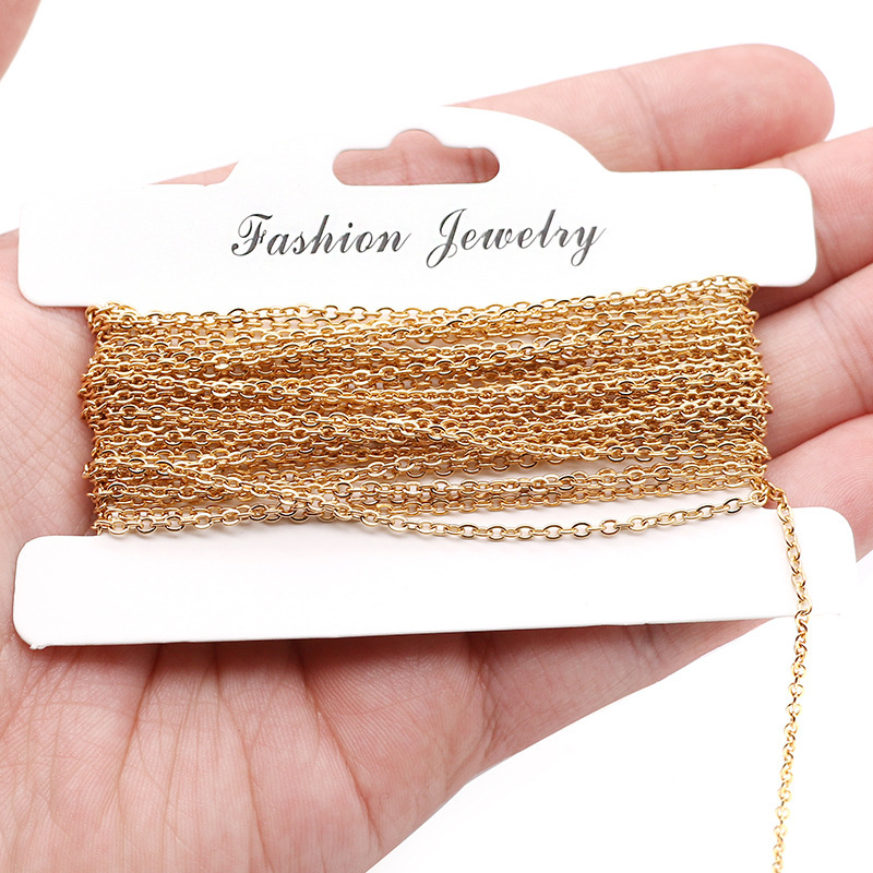 Stainless steel flattened O-chain thin chain diy jewelry necklace cross chain spot wholesale