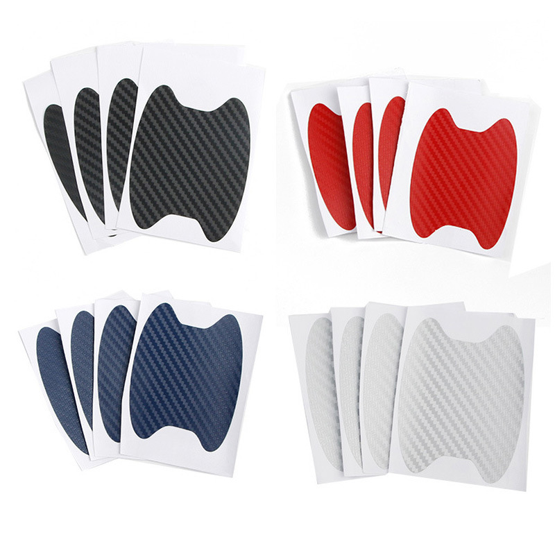 Cross-Border Ebay Handle Stickers Car Door Handle Car Stickers Protective Film Carbon Fiber Handle Wrist Car Stickers 4Pcs