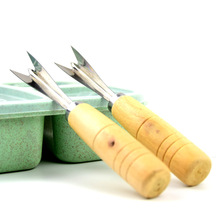 纳果家用不锈钢菠萝推刀 V型去籽器三叉削皮刀带实木手柄可印logo