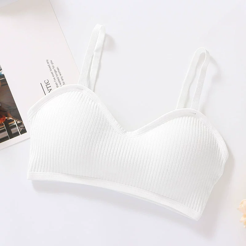 Supportive Tank Bra Top, summer rib knit, one size, adjustable straps