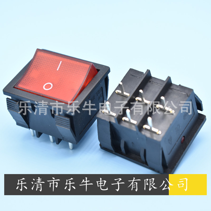 6脚针脚翘板开关 KCD9 6脚2档船型开关 31*36mm针脚方形电源开关