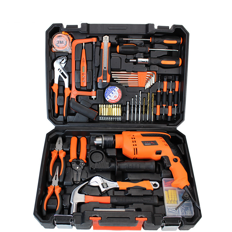 Taladro eléctrico Juego completo Caja de herramientas para el hogar Taladro de mano 13mm Taladro de impacto Herramientas combinadas Reparación de automóviles Herramientas de electricista image 2