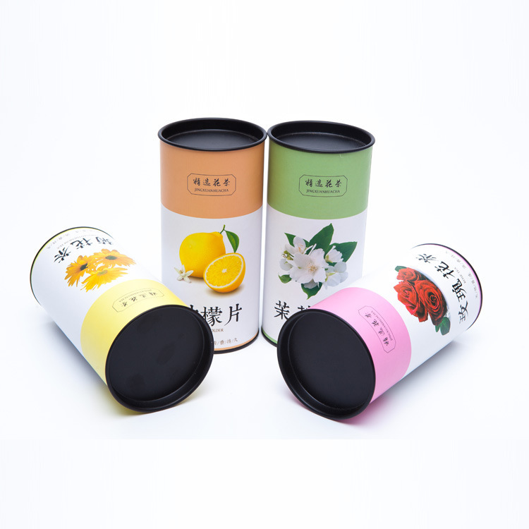 印logo牛皮纸高档茶叶罐圆筒花茶包装罐 马口铁罐