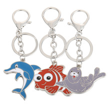 金属工艺品创意海洋动物钥匙扣海豚海狮海豹金鱼动物狗牌钥匙挂件