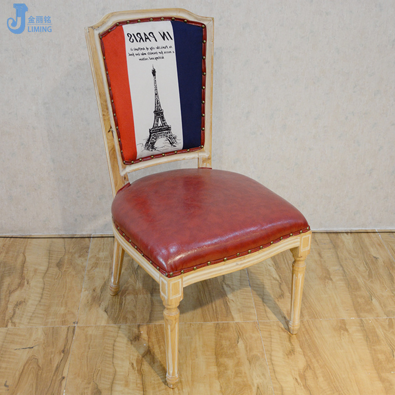 Restaurante americano de respaldo alto imitación madera maciza Silla de comedor restaurante Hotel Club Mesa silla combinación occidental restaurante Silla de comedor