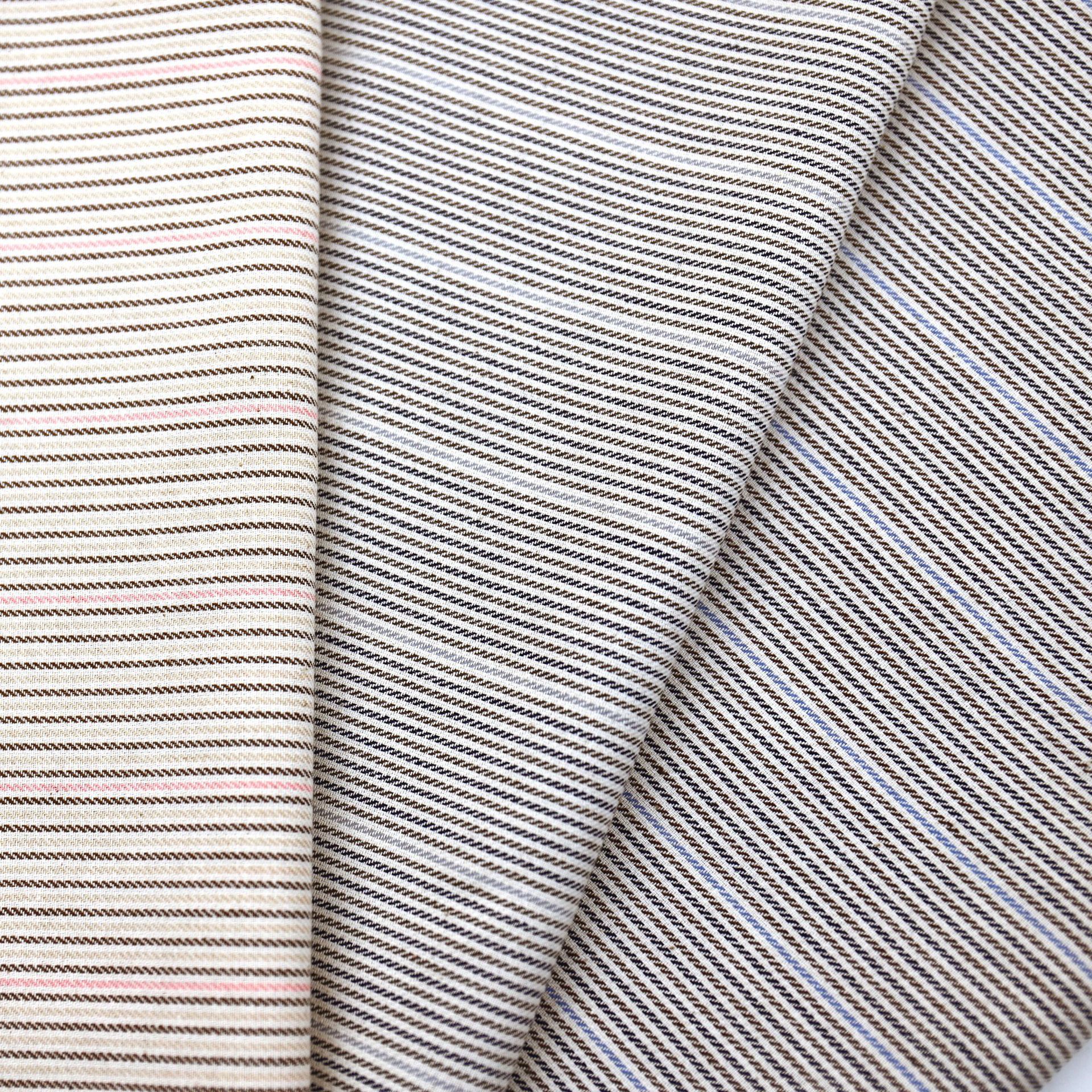 全棉色织斜纹条子布新款韩版面料春夏chic衬衫女装吊带连衣裙布料