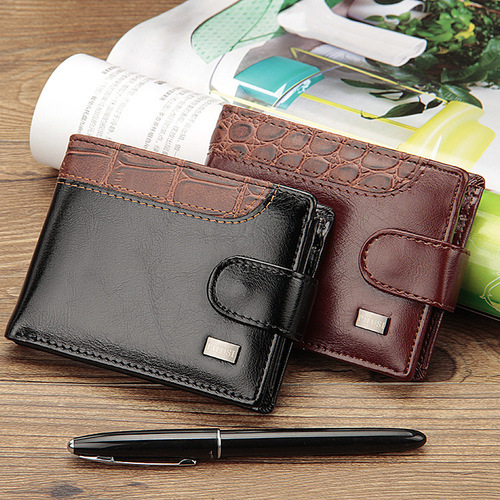 Baellerry factory wholesale casual men's wallet short leather buckle dollar bag horizontal wallet wall
