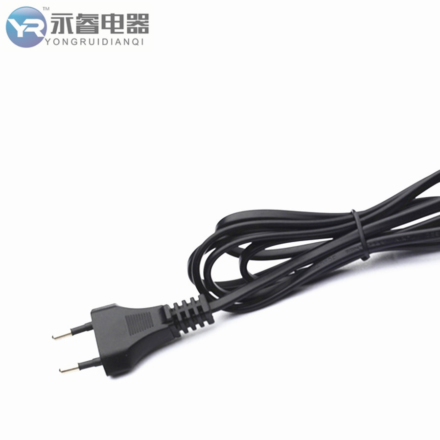 永睿欧式电源线 电线 RVV 欧规插头线 美式二芯插头电源线 2芯