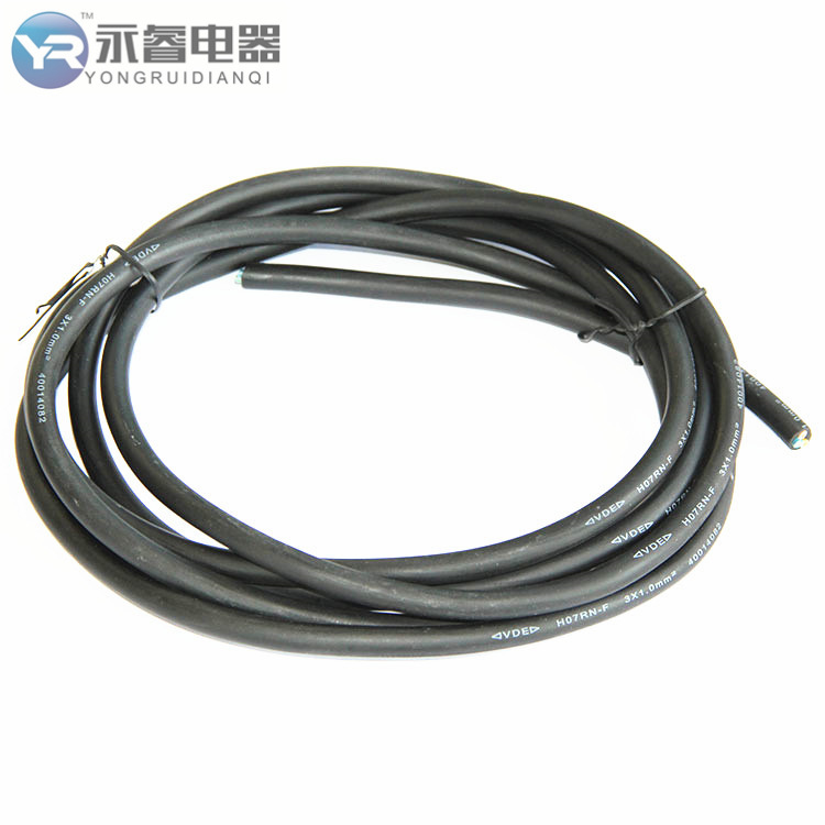 生产电线 欧式插头电源线 带端子电线 三芯橡胶线 电源线插头