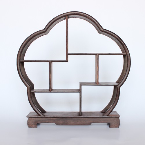 Chicken-wing wood small display shelf, teapot stand, tea set, porcelain vase, multi-treasure cabinet, miniature display shelf—Chinese-style decor