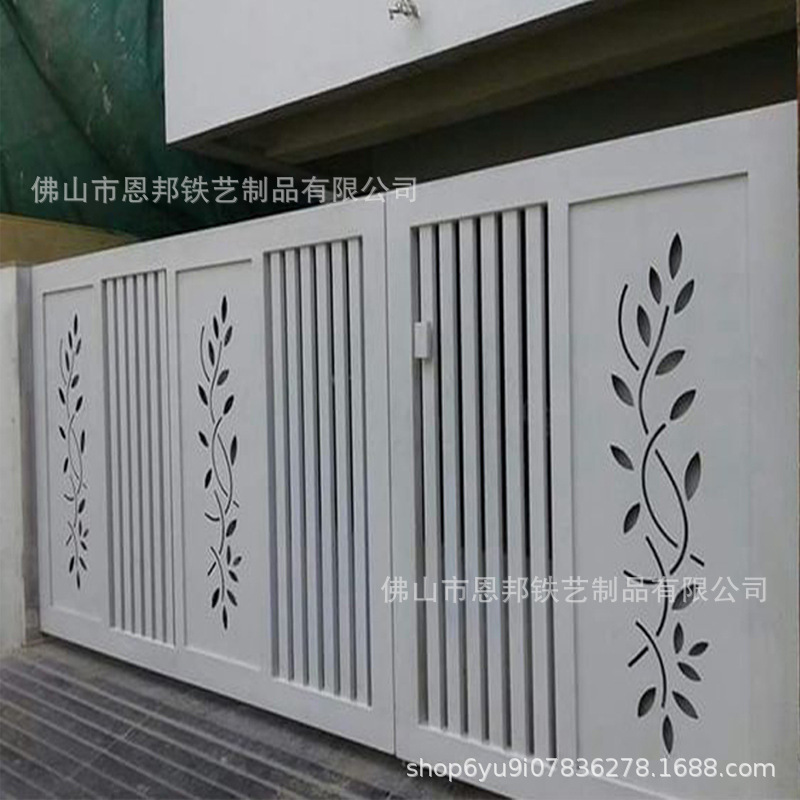 Foshan factory weaving Villa laser CNC wire cutting creative iron door courtyard door galvanized white spray paint Foshan factory weaving Villa laser CNC wire cutting creative iron door courtyard door galvanized white spray paint