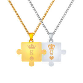 欧美时尚皇冠字母锁骨链朋友情侣潮流复古个性拼图好运颈链批发