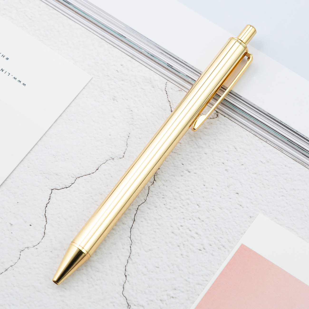 Prensa de metal pluma fabricante en stock papelería creativa galvanoplastia oro rosa prensa bolígrafo regalo creativo publicidad pluma