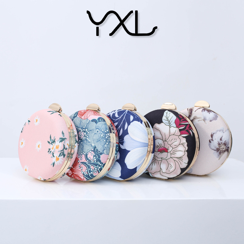 Nuevo estilo japonés embrague noche bolsa ins pequeño bolso redondo impreso pequeño tambor bolsa patrón impreso textura bolso