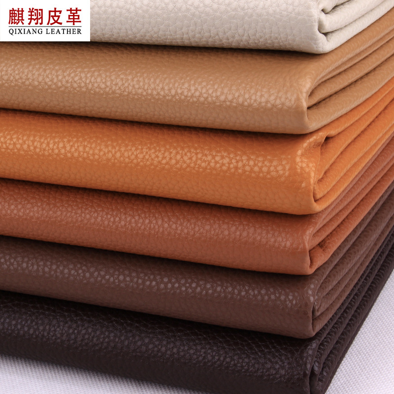 现货 大荔枝纹pu皮革面料1.0厚仿棉绒底布柔软人造革沙发箱包皮料