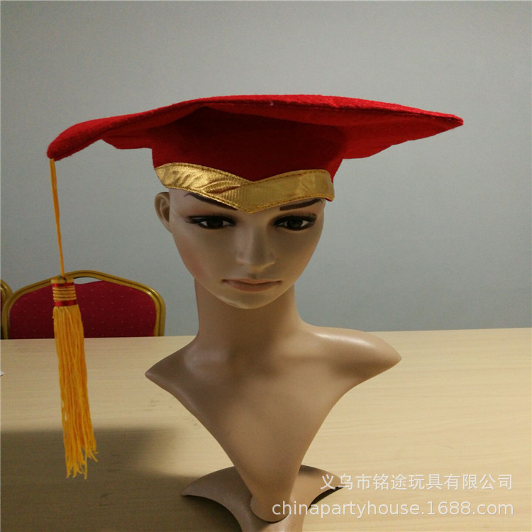 2023 nueva fábrica al por mayor temporada de graduación sombrero de soltero sombrero de adulto de la Universidad sombrero de doctor sombrero de borde de oro sombrero de fiesta bi