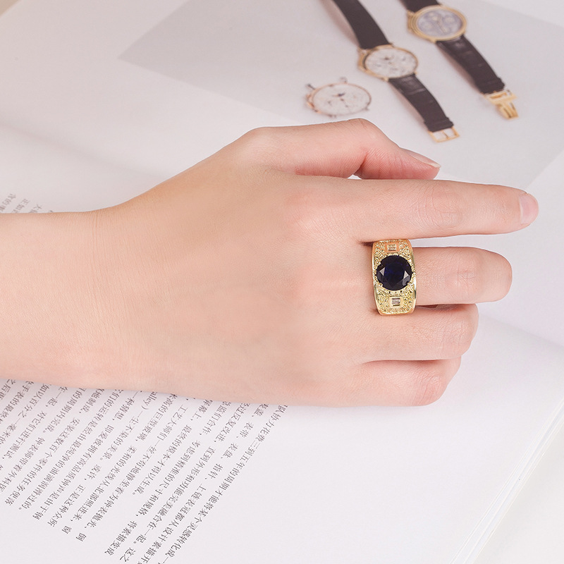 wish Hot Selling European and American Fashion Modeling Foreign Trade Supply Trend Big Men's Ring Jewelry Gold Plated Zircon Ring Direct Selling wish Hot Selling European and American Fashion Modeling Foreign Trade Supply Trend Big Men's Ring Jewelry Gold Plated Zircon Ring Direct Selling