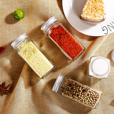 Glass Condiment bottles Cruet Square Glass Caster Pepper shakers Seasoning box Separate bottling kitchen Supplies