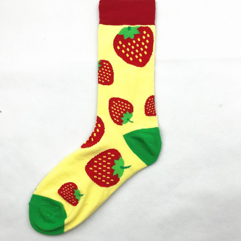 Calcetines de moda para hombres y mujeres calcetines largos de algodón para hombres calcetines de Jacquard de frutas de color animal calcetines felices