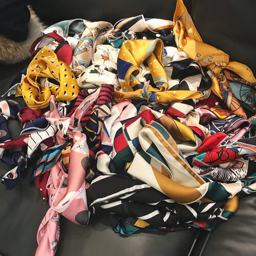 Spring and Summer 50x50cm Small Square Scarf for Women, Korean Professional Small Collar Scarf, Versatile Decorative Print Scarf