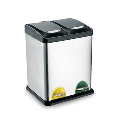 Community classification stainless steel pedal trash can large capacity double-barrel trash can home office LOGO