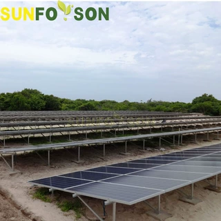 高抗风铝合金光伏支架套件 水泥墩基础太阳能面板支架厂家直供