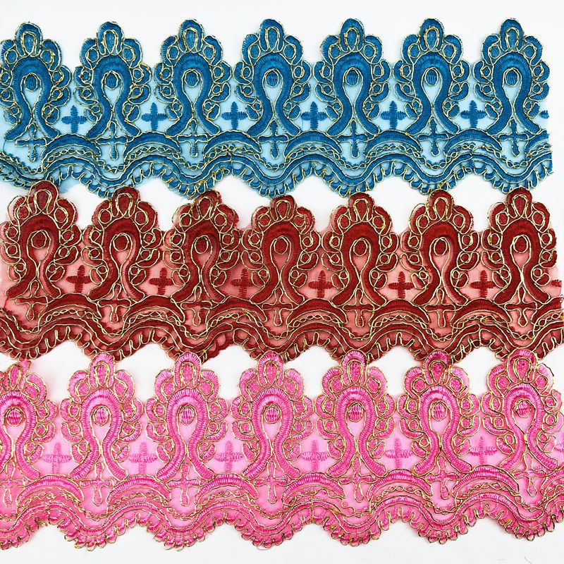 现货供应多种颜色民族窗帘花边车骨刺绣花边 服装家纺辅料花边