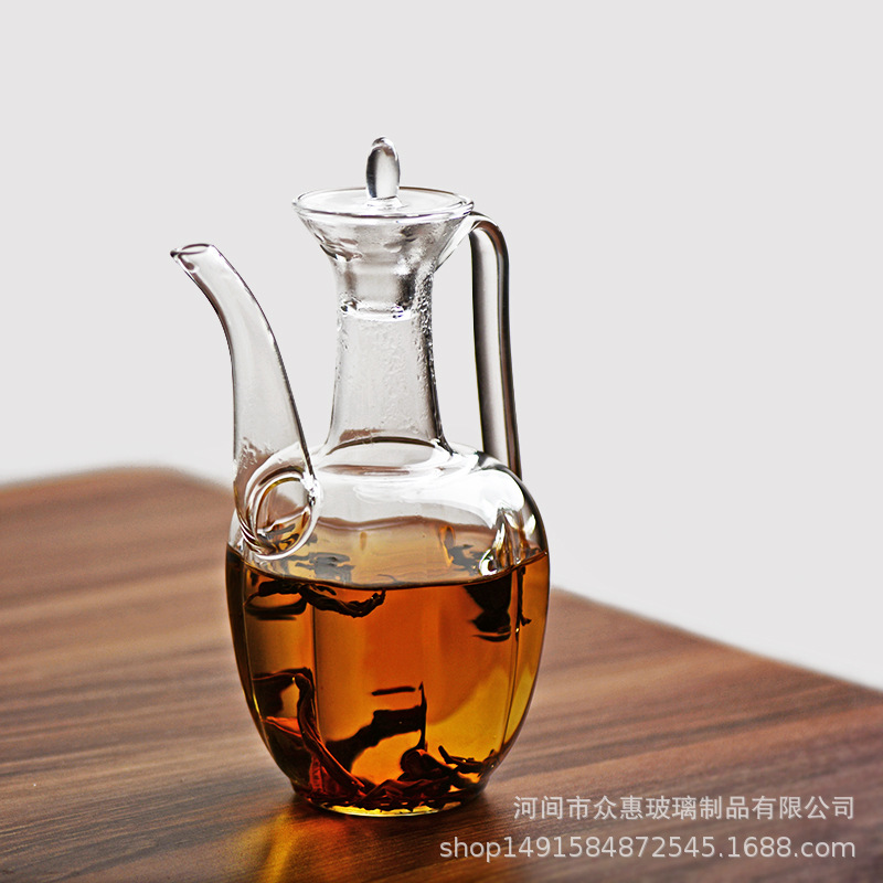 可电陶炉加热耐高温玻璃茶汤瓶酒壶仿宋点茶执壶耐热仿古瓜楞壶