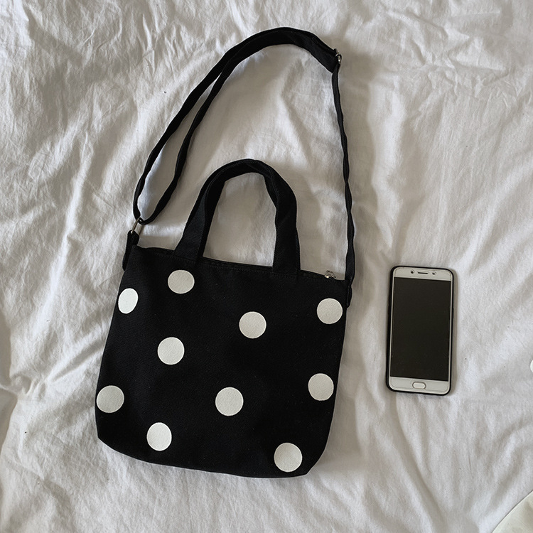 Bolsa de lona ins super popular estilo coreano bolso perezoso estilo pequeño bolso femenino Polka Dot bolsa de lona bolso crossbody de hombro femenino