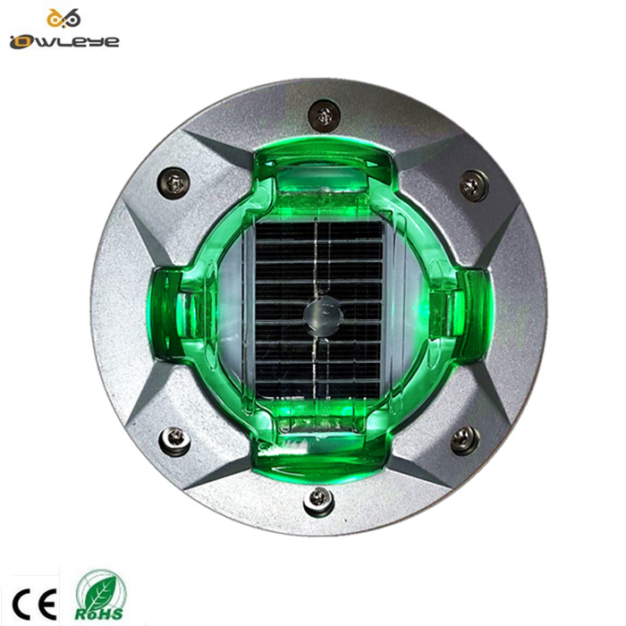 圆形四面发光太阳能埋入式太阳能铝突起路标道钉适用匝道口斑马线