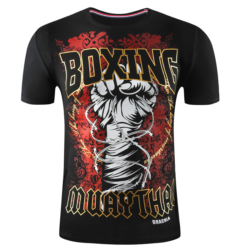 MUAY THAI DRACULE Fashion MUAY THAI Boxing Sanda Clothing Fighting Cotton Short Sleeve T-shirt Fitness Sportswear Fashion
