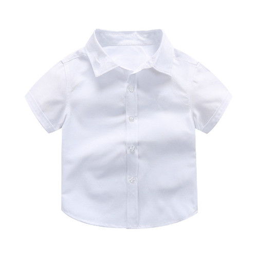 Boys' white short-sleeved shirts Manufacturer Children's white short-sleeved costumes baby boys summer shirts