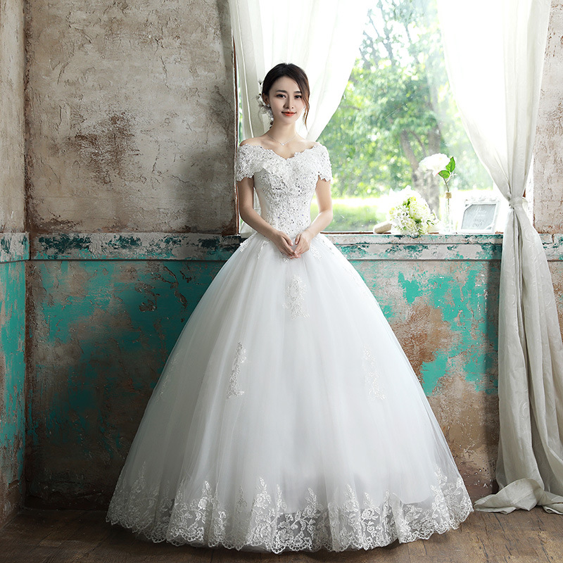 Vestido de novia 2026, nuevo estilo coreano, de un solo hombro, largo hasta el suelo, estilo princesa, sencillo, ajustado y ligero.