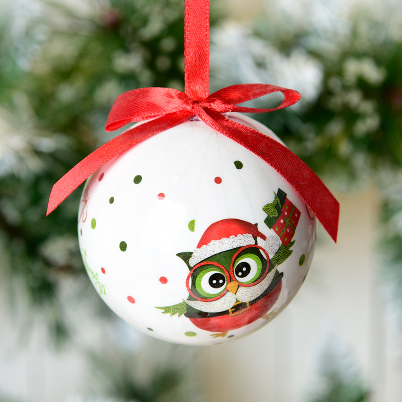 Pegatinas de Navidad bola de papel decoraciones para árboles de Navidad colgante 7cm creativo dibujos animados pintado impresión espuma BOLA DE Navidad