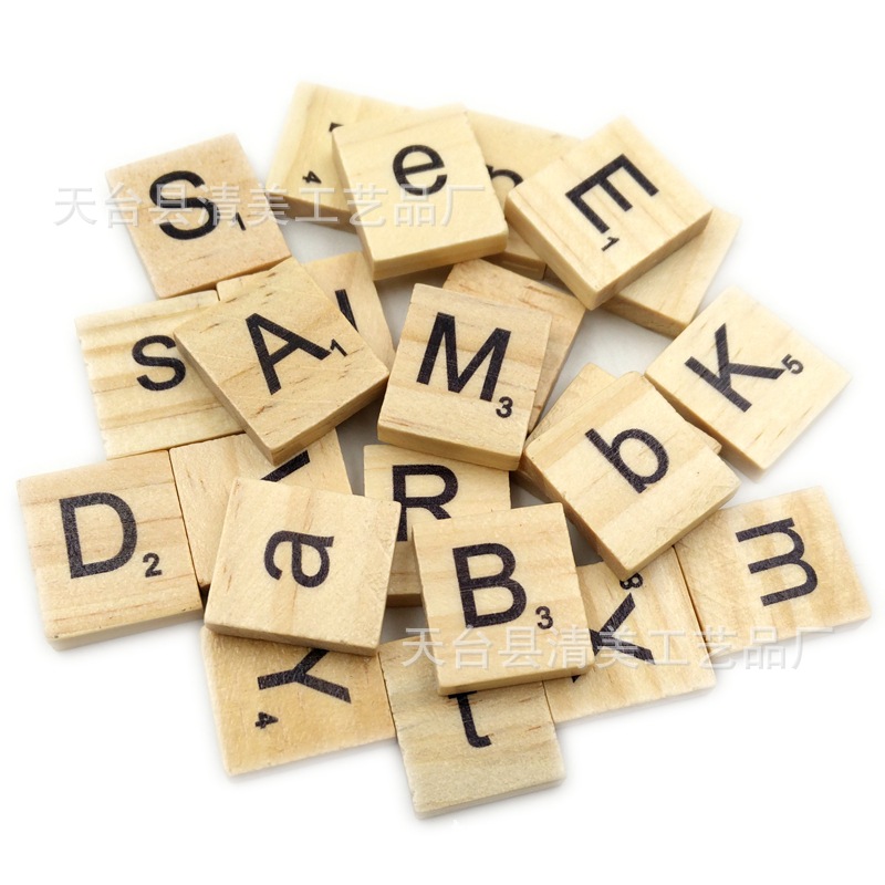 Pine Square 26 letras inglesas de madera natural letras inglesas astillas de madera letras inglesas