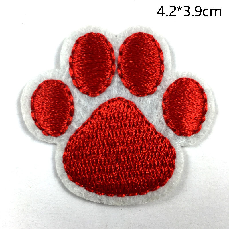 Huellas de la garra del perrito adhesivo bordado de tela pegatinas de dibujos animados ropa mochila accesorios DIY accesorios parche agujero
