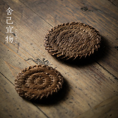 景德鎮新中式手工茶墊加厚大小棕杯墊茶壺杯托編織竹隔熱茶道配件