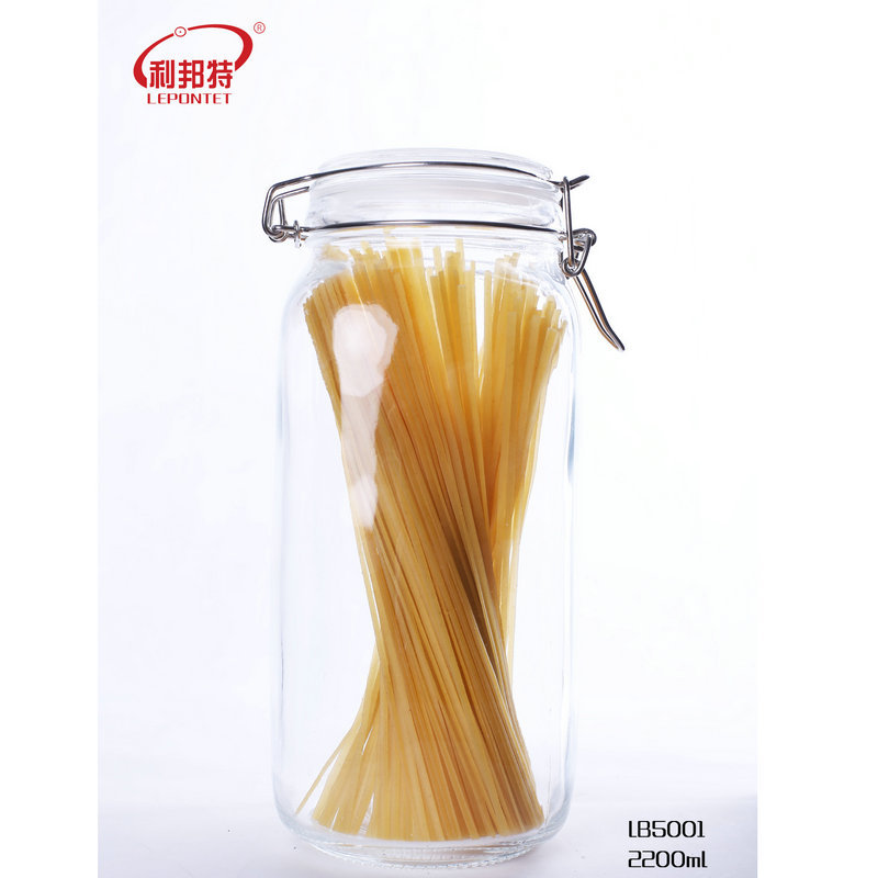 厂家批发利邦特无铅玻璃卡扣储物罐 LB5001 2200ml 密封瓶 密封罐