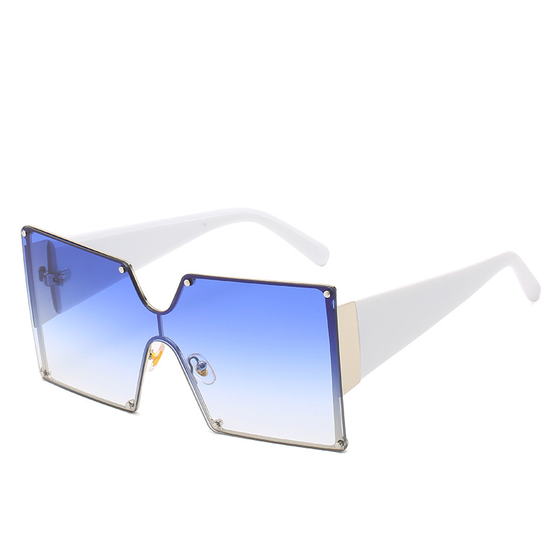 Large-frame One-piece Sunglasses, Fashionable European And American Style, Square Gradient Color, Versatile Street Style_voghion.com