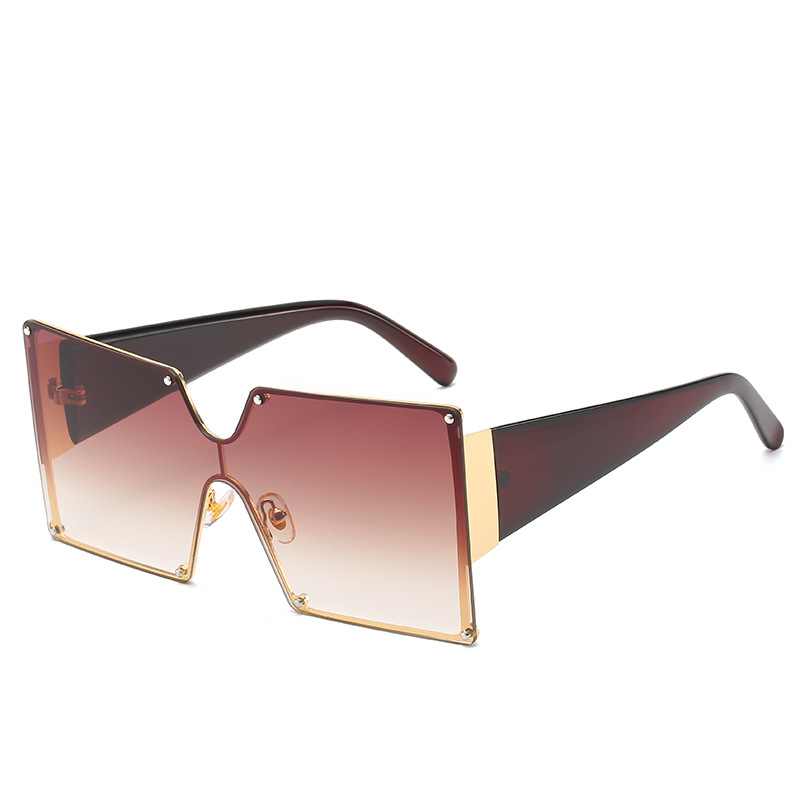 Large-frame One-piece Sunglasses, Fashionable European And American Style, Square Gradient Color, Versatile Street Style_voghion.com