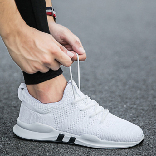 Running shoes  autumn sports and casual shoes trendy fly woven breathable soft sole fashion mesh casual men's shoes
