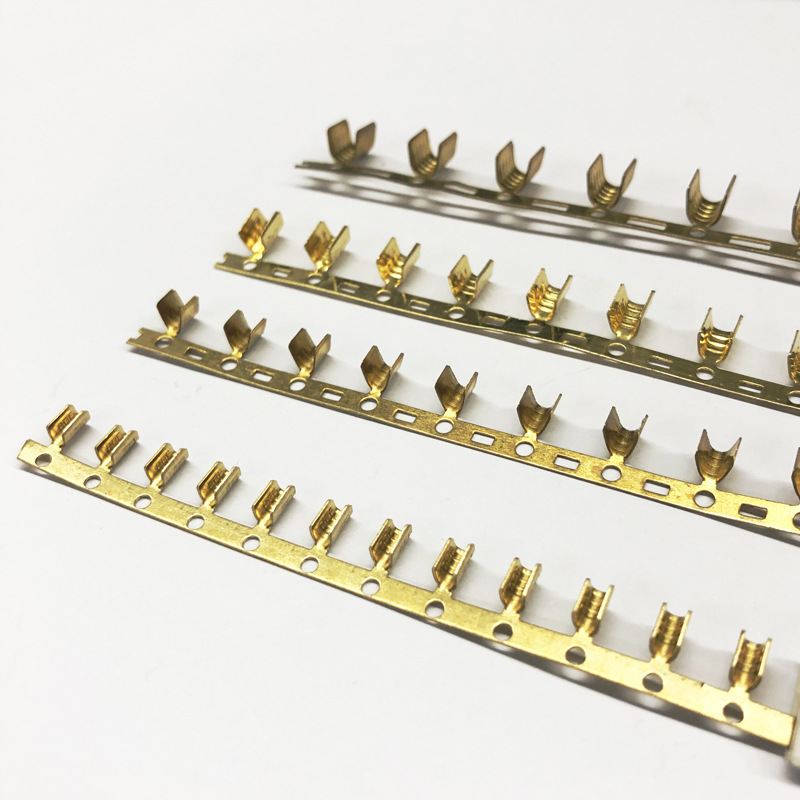 DJ454铜扣 压线扣 U型扣 横模横连接线端子 铜扣双线并压线扣端子